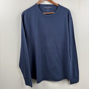 Lucky Brand Long Sleeve Crew T-Shirt Mens Large Blue Cotton Polyester